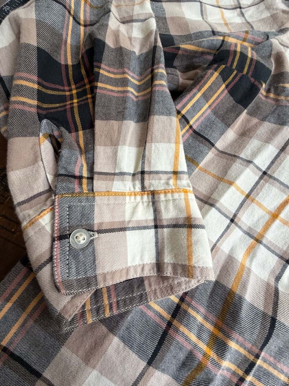 Denim & Co. Floral Embroidered Plaid Button Down Shirt Size L - Picture 5 of 9